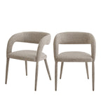 Romy - Lote de 2 sillones de mesa - Tela - Marrón jaspeado