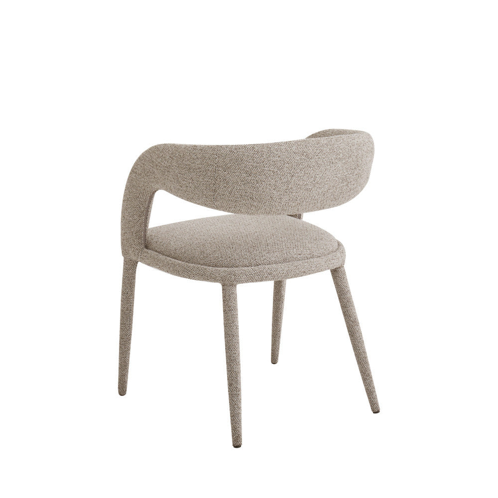 Romy - Lote de 2 sillones de mesa - Tela - Marrón jaspeado