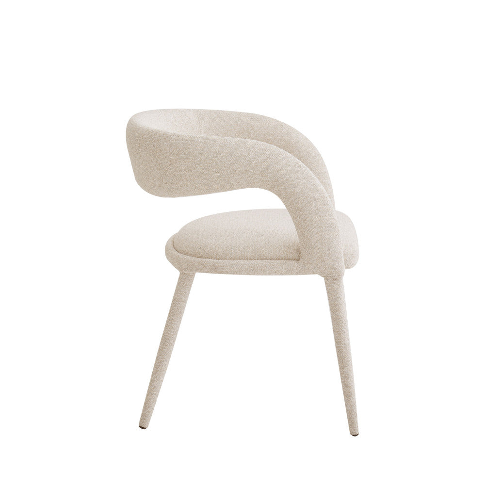 Romy - Lot De 2 Fauteuils De Table - Tissu - Beige Chiné