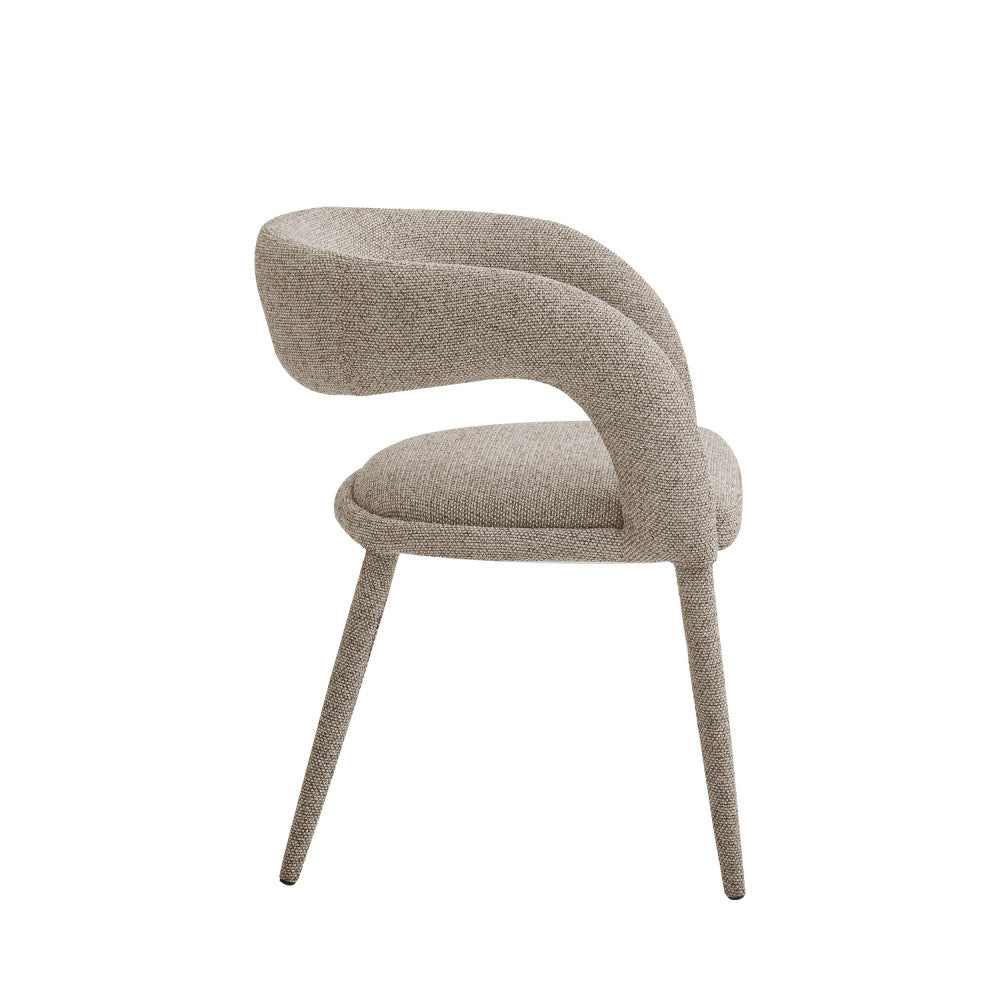 Romy - Lote de 2 sillones de mesa - Tela - Marrón jaspeado