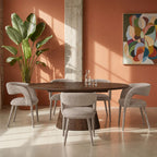 Romy - Lote de 2 sillones de mesa - Tela - Marrón jaspeado