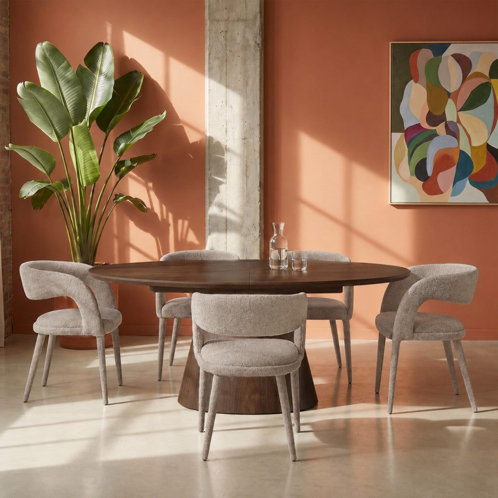 Romy - Lote de 2 sillones de mesa - Tela - Marrón jaspeado