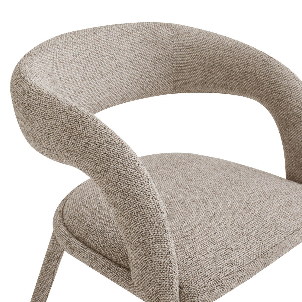 Romy - Lote de 2 sillones de mesa - Tela - Marrón jaspeado