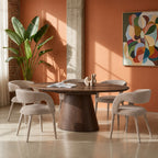 Romy - Lote de 2 sillones de mesa - Tela - Marrón jaspeado