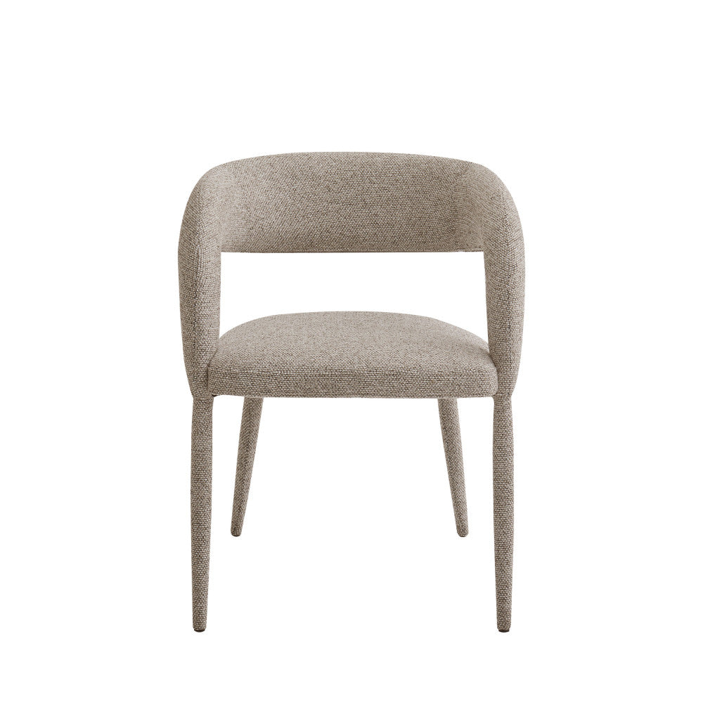Romy - Lote de 2 sillones de mesa - Tela - Marrón jaspeado