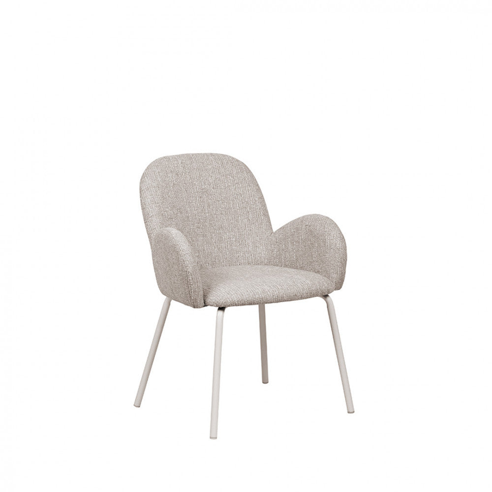 Théodore - Set of 2 Dining Armchairs - Fabric & Metal - Flecked Grey