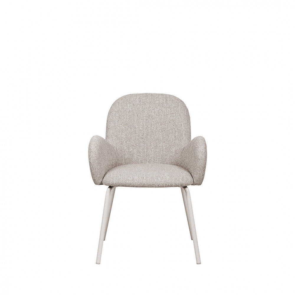 Théodore - Set of 2 Dining Armchairs - Fabric & Metal - Flecked Grey