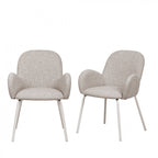 Théodore - Set of 2 Dining Armchairs - Fabric & Metal - Flecked Grey