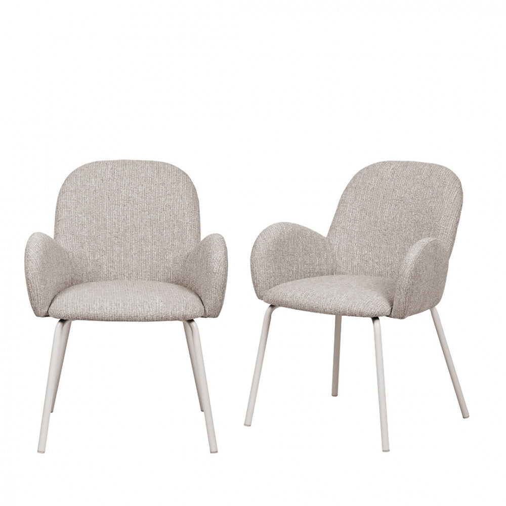 Théodore - Set of 2 Dining Armchairs - Fabric & Metal - Flecked Grey