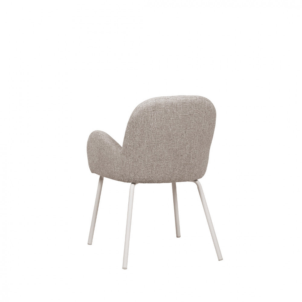 Théodore - Set of 2 Dining Armchairs - Fabric & Metal - Flecked Grey