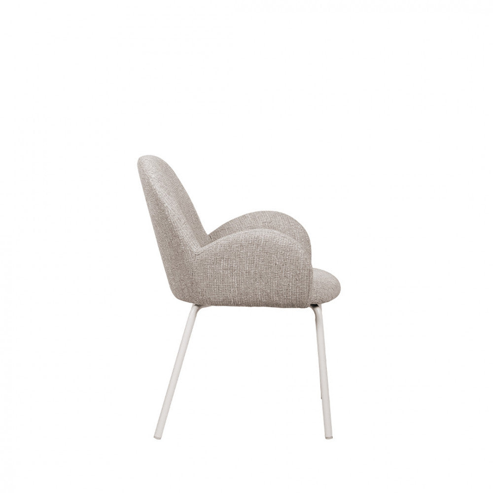 Théodore - Set of 2 Dining Armchairs - Fabric & Metal - Flecked Grey