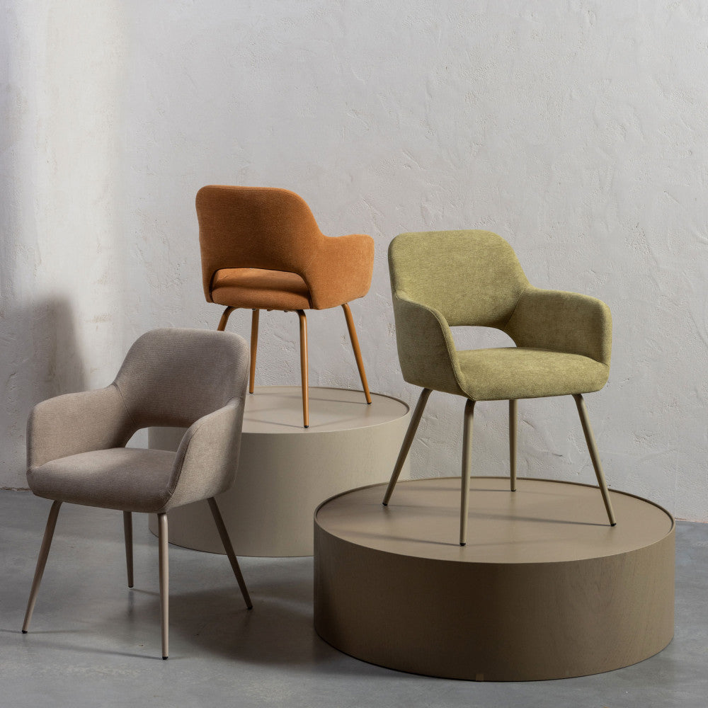Jenny - Lot De 2 Fauteuils De Table - Tissu - Beige