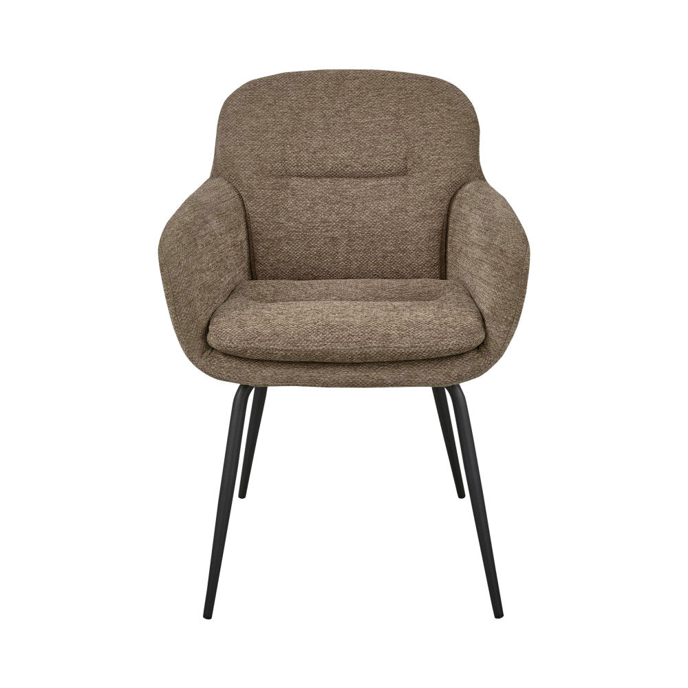 Runa - Lot De 2 Fauteuils De Table - Tissu & Métal - Taupe