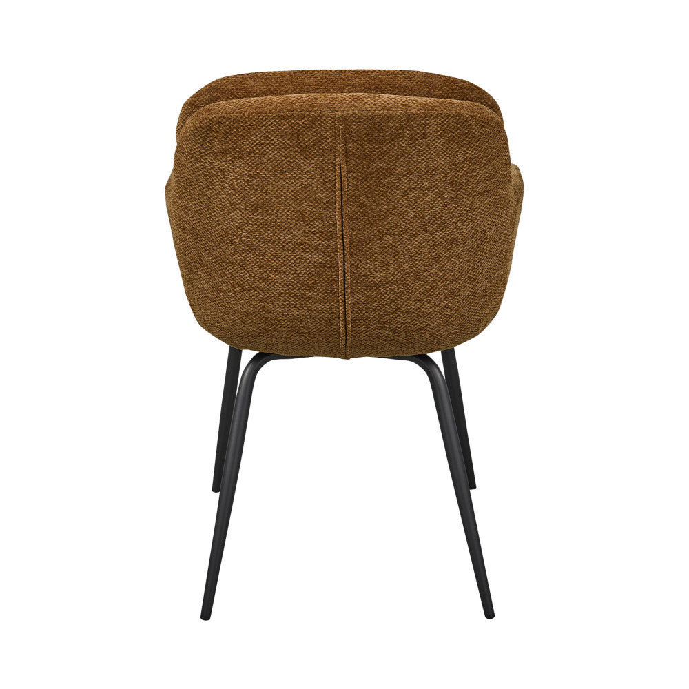 Runa - Set of 2 Dining Armchairs - Fabric & Metal - Caramel
