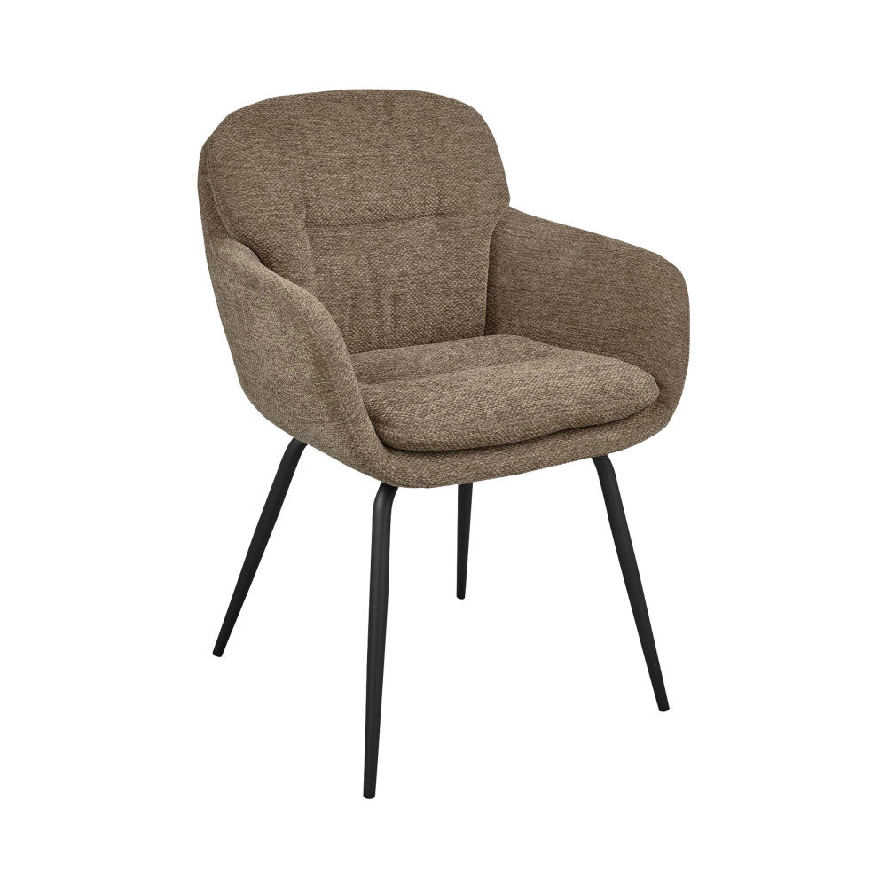 Runa - Lot De 2 Fauteuils De Table - Tissu & Métal - Taupe