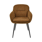 Runa - Set of 2 Dining Armchairs - Fabric & Metal - Caramel