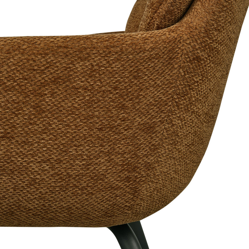 Runa - Set of 2 Dining Armchairs - Fabric & Metal - Caramel