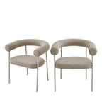 Olympe - Lot De 2 Fauteuils De Table - Tissu Pieds Beige - Marron Chiné