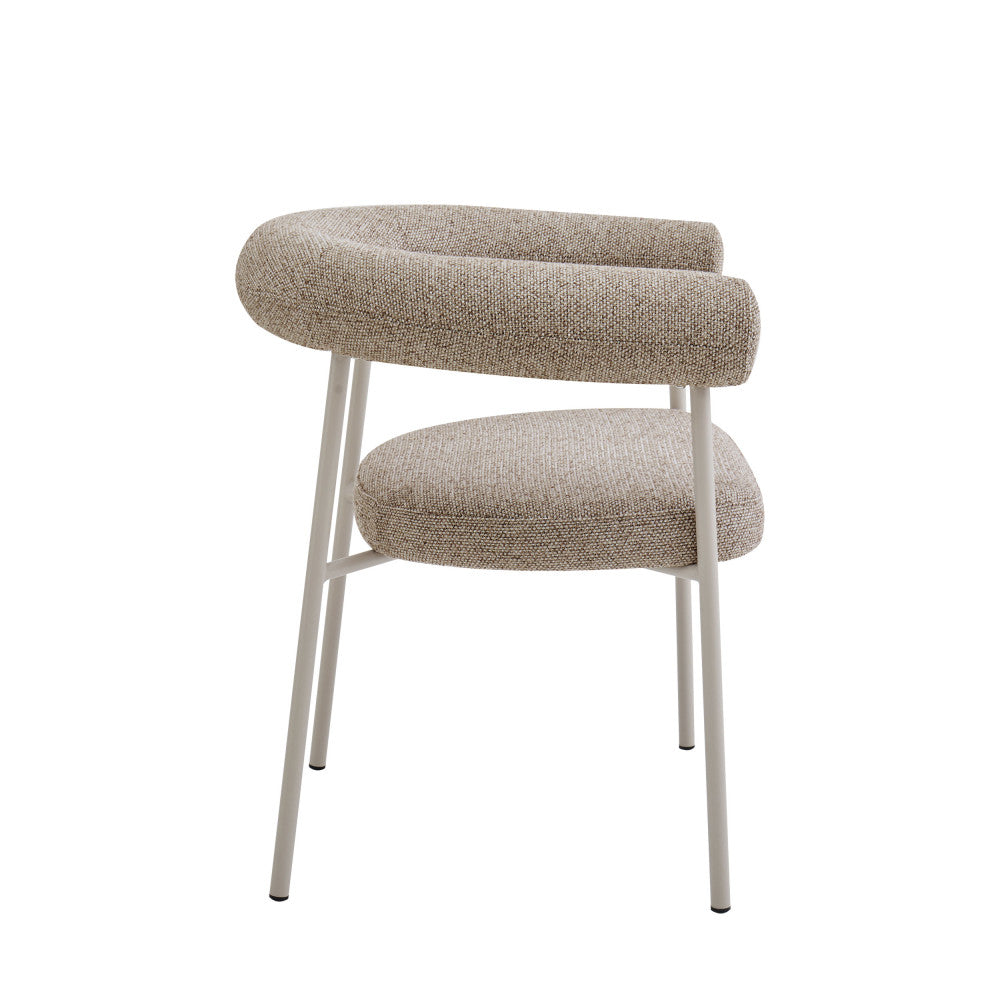 Olympe - Lot De 2 Fauteuils De Table - Tissu Pieds Beige - Marron Chiné