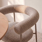 Olympe - Lot De 2 Fauteuils De Table - Tissu Pieds Beige - Marron Chiné