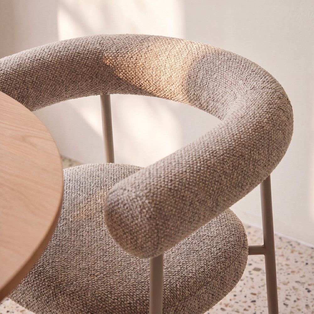 Olympe - Lot De 2 Fauteuils De Table - Tissu Pieds Beige - Marron Chiné
