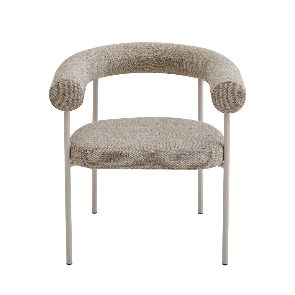 Olympe - Lot De 2 Fauteuils De Table - Tissu Pieds Beige - Marron Chiné