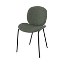 Chaise Iris en tissu bouclé vert kaki et pieds en métal noir (lot de 2)