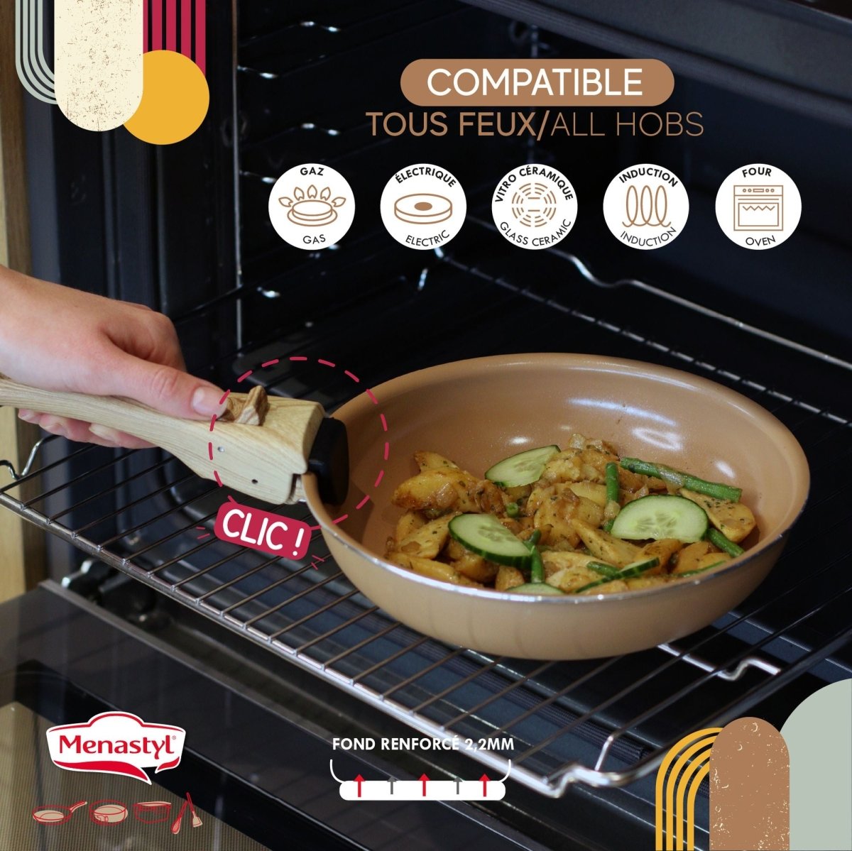Colorama - Set of 2 Frying Pans with Removable Handle - Recycled Aluminium