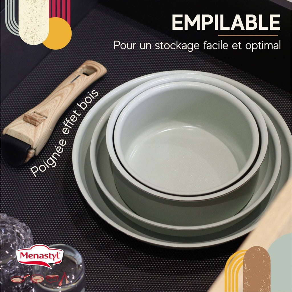Colorama - Set of 2 Frying Pans with Removable Handle - Recycled Aluminium