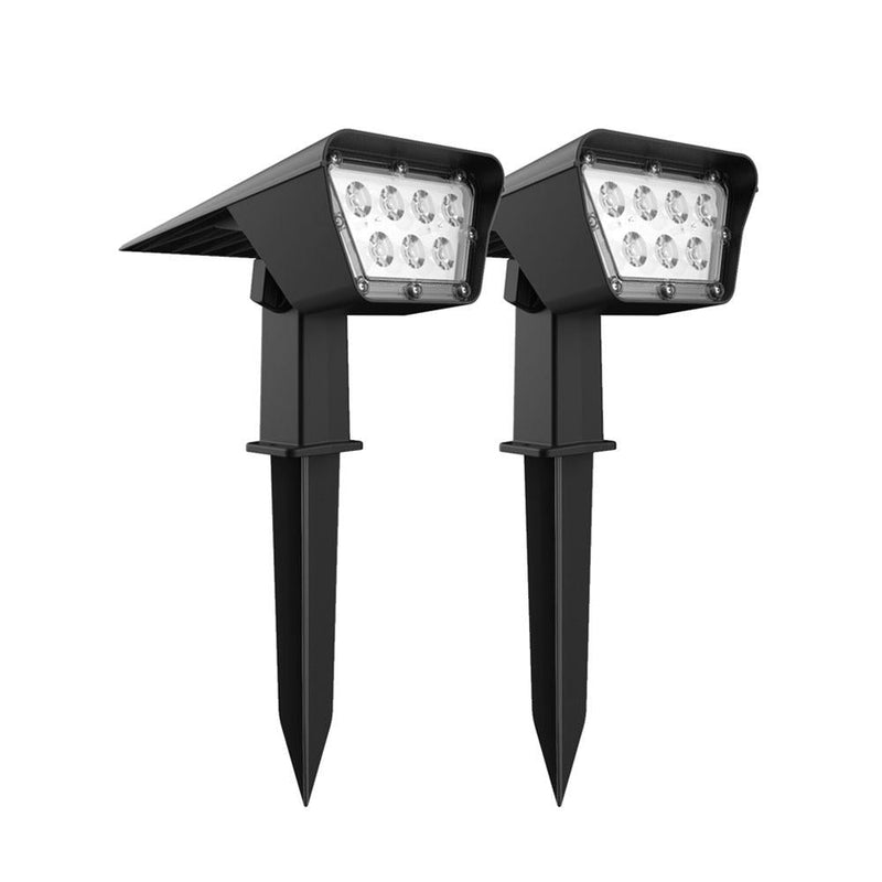 Conjunto de 2 focos solares Proyector 2 en 1 para pegar o fijar rectangular iluminación potente regulable LED blanco CURTIS H31,5cm - REDDECO.com