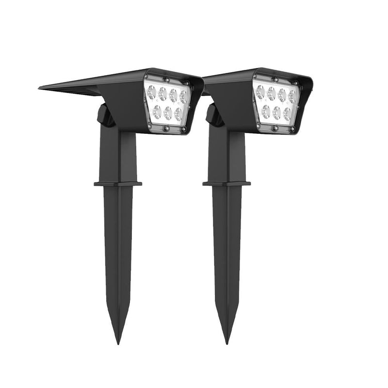 Conjunto de 2 focos solares Proyector 2 en 1 para pegar o fijar rectangular iluminación potente regulable LED blanco CURTIS H31,5cm - REDDECO.com