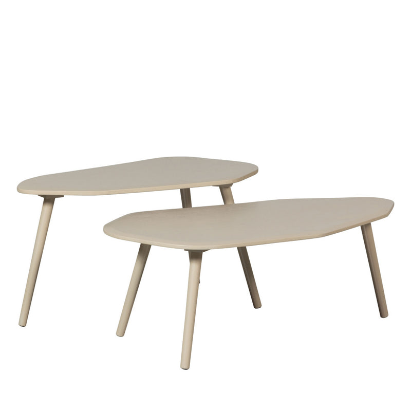 Davina - Lot De 2 Tables Basses Gigognes Organiques - Bois - Beige