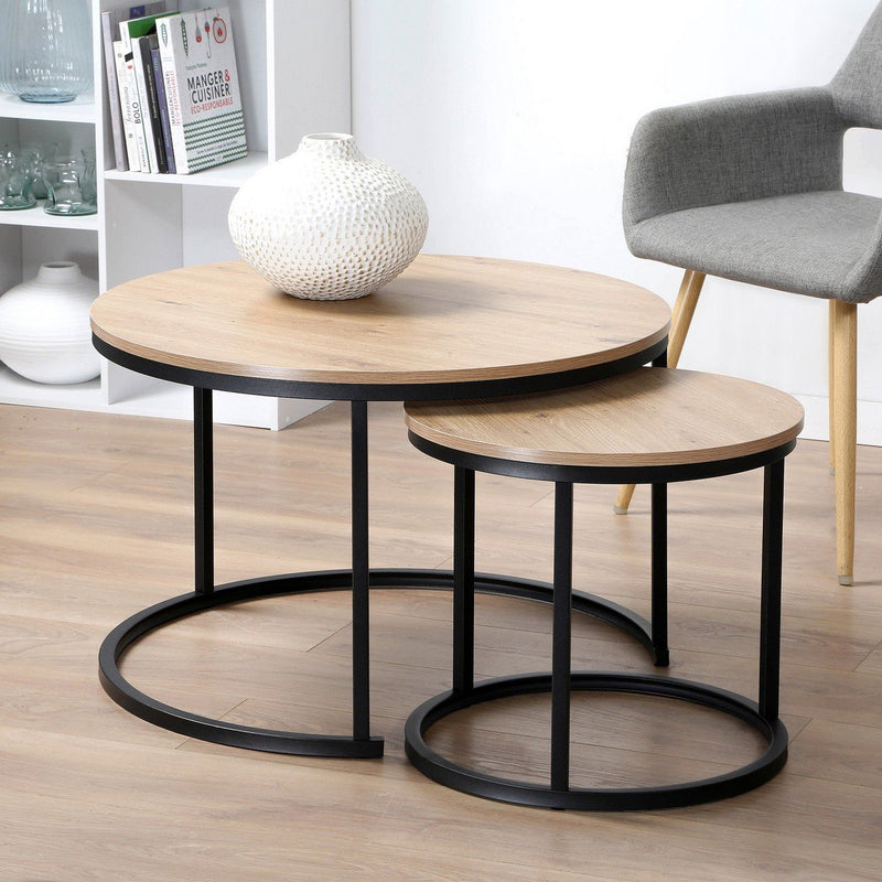 Lot De 2 Tables Basses Gigognes Rondes - Lenny - Décor Bois