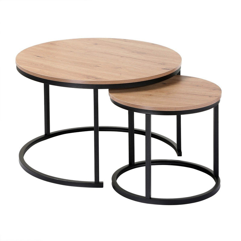 Lot De 2 Tables Basses Gigognes Rondes - Lenny - Décor Bois