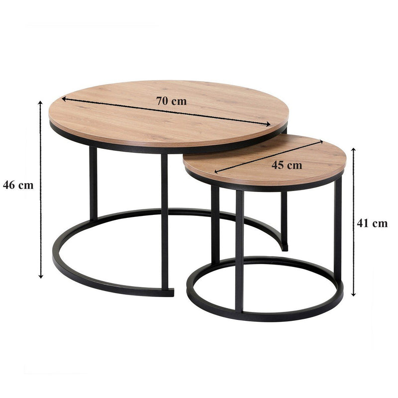 Lot De 2 Tables Basses Gigognes Rondes - Lenny - Décor Bois