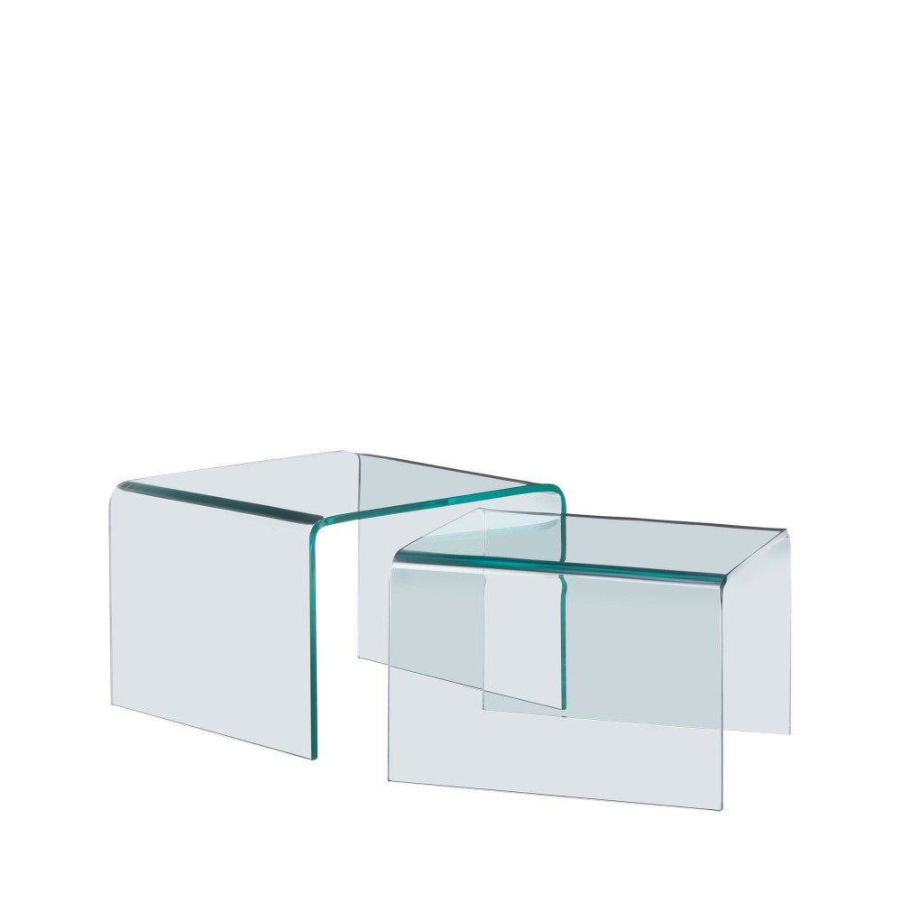 Nido - Set of 2 Nesting Coffee Tables - Glass - Transparent