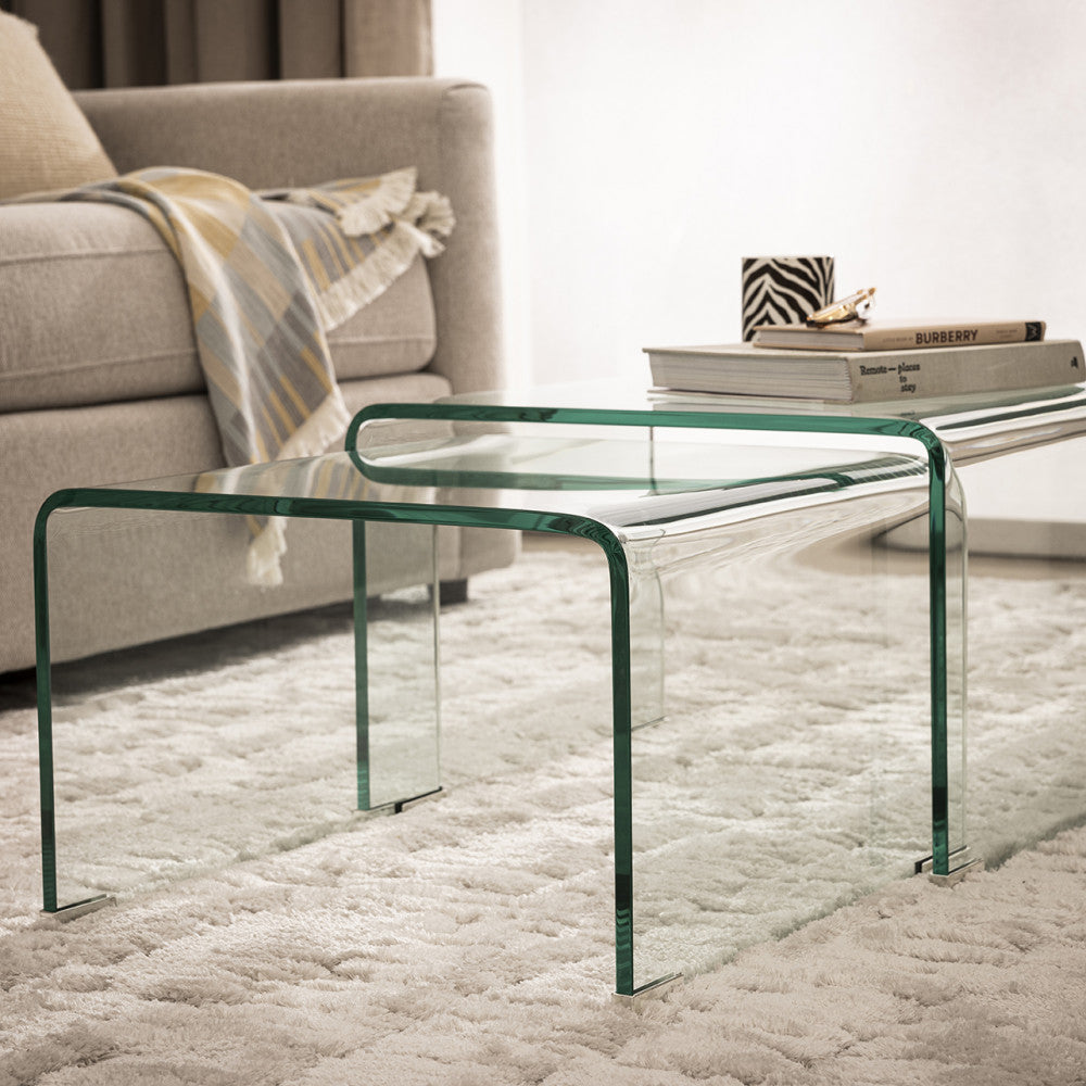 Nido - Set of 2 Nesting Coffee Tables - Glass - Transparent