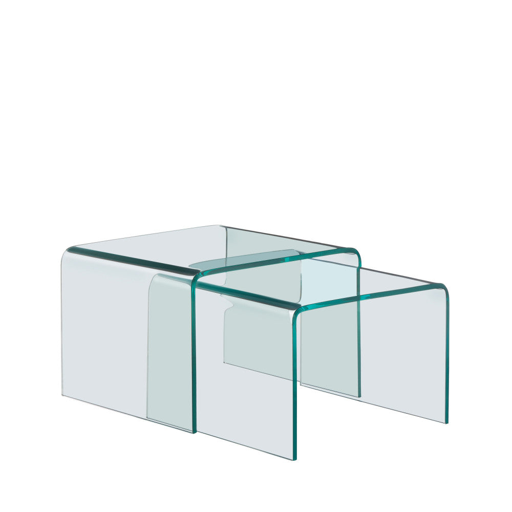 Nido - Set of 2 Nesting Coffee Tables - Glass - Transparent