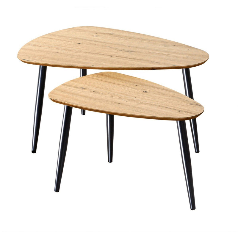 Lot De 2 Tables Gigognes Avec Pieds En Métal - Décor Bois