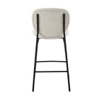 Dalby - Set of 2 Bar Stools - Bouclé Fabric and Metal - Heathered Ecru