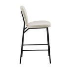 Dalby - Set of 2 Bar Stools - Bouclé Fabric and Metal - Heathered Ecru