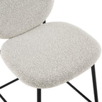 Dalby - Set of 2 Bar Stools - Bouclé Fabric and Metal - Heathered Ecru