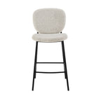 Dalby - Set of 2 Bar Stools - Bouclé Fabric and Metal - Heathered Ecru