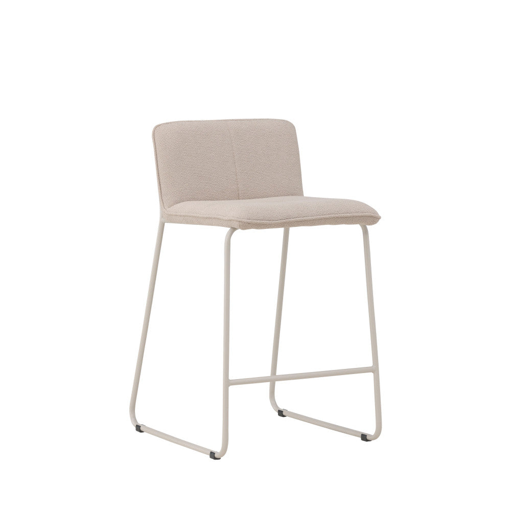 Bisbee - Set Of 2 Bar Stools - Bouclé Fabric With Beige Legs - Beige