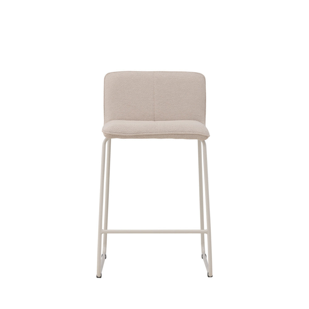 Bisbee - Set Of 2 Bar Stools - Bouclé Fabric With Beige Legs - Beige
