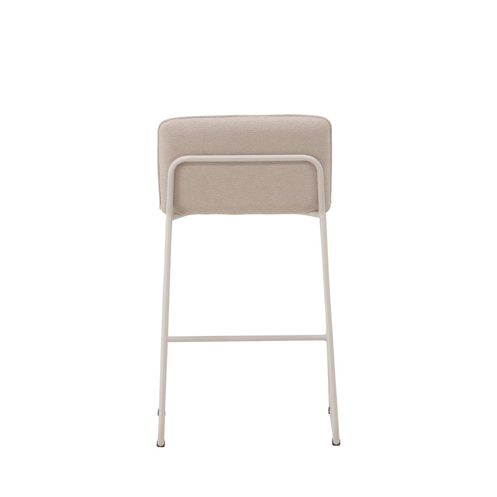 Bisbee - Set Of 2 Bar Stools - Bouclé Fabric With Beige Legs - Beige