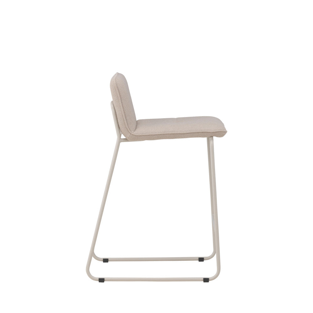 Bisbee - Set Of 2 Bar Stools - Bouclé Fabric With Beige Legs - Beige