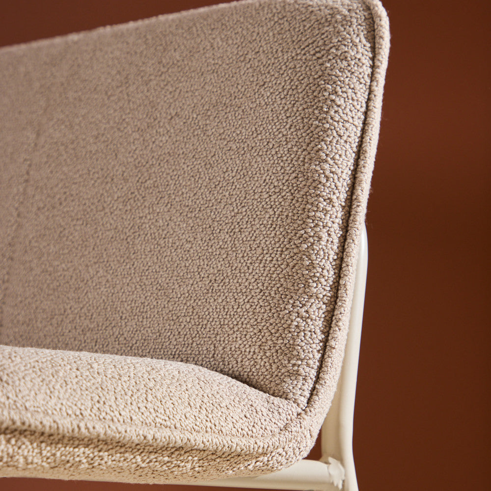 Bisbee - Set Of 2 Bar Stools - Bouclé Fabric With Beige Legs - Beige