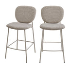 Dalby - Set of 2 Bar Stools - Fabric, Beige Legs - Mottled Brown