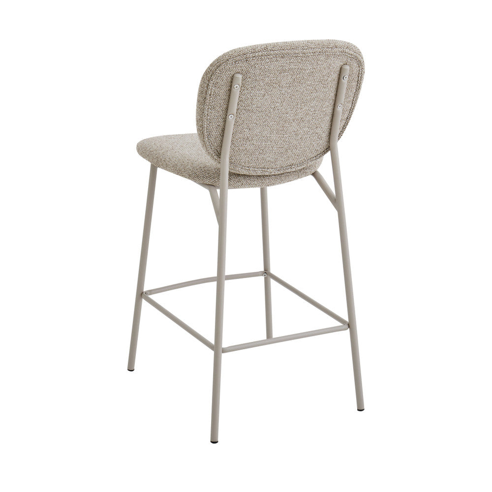 Dalby - Set of 2 Bar Stools - Fabric, Beige Legs - Mottled Brown